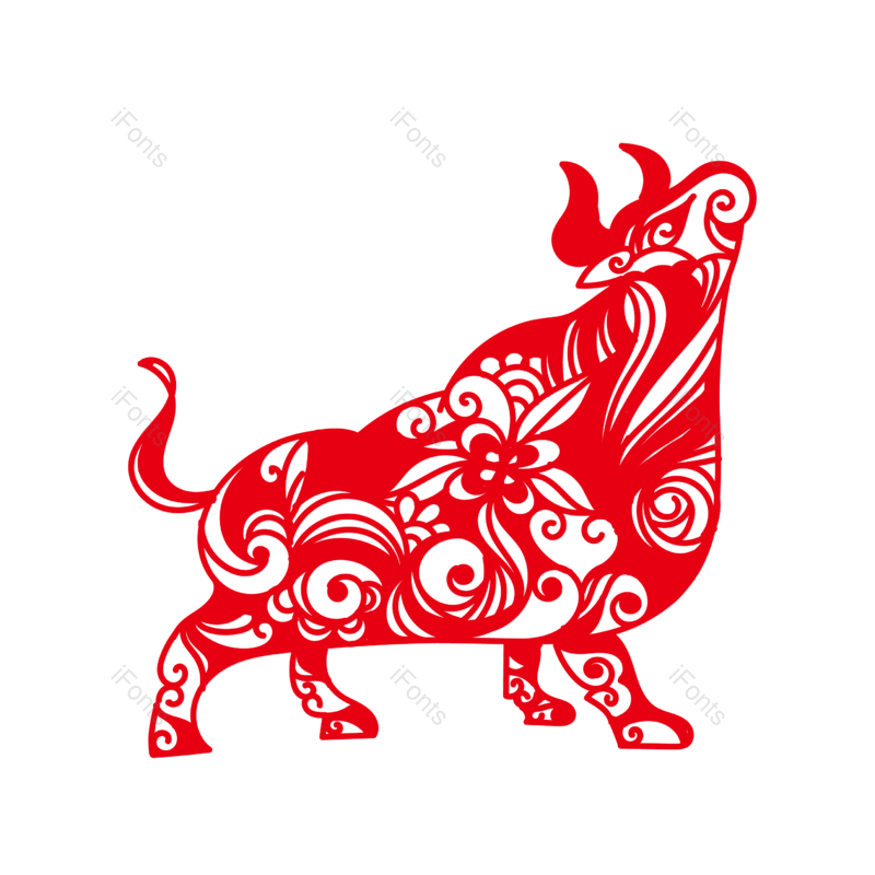 矢量素材图片,年货节元素,剪纸风格PNG,红色免抠素材